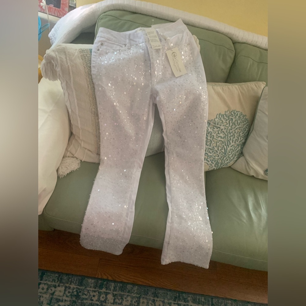 White bling bridal party special occasion Cato pants 2, nwt